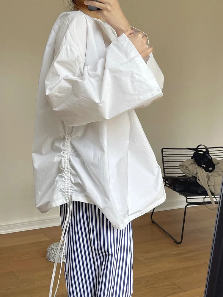 Shirring Round Collar Pullover Shirts Women's Long Sleeve Casual Tops 2022 Spring Fashion Loose Solid Color B134
Shirring Round Collar Pullover Shirts Women's Long Sleeve Casual Tops 2022 Spring Fashion Loose Solid Color B134