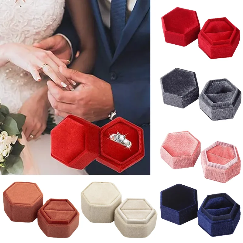 Hexagon Shape Velvet Jewelry Ring Box Double Storage Box Wedding Ring Display Case for Women Gift Detachable Lid Packaging Boxes
Hexagon Shape Velvet Jewelry Ring Box Double Storage Box Wedding Ring Display Case for Women Gift Detachable Lid Packaging Boxes