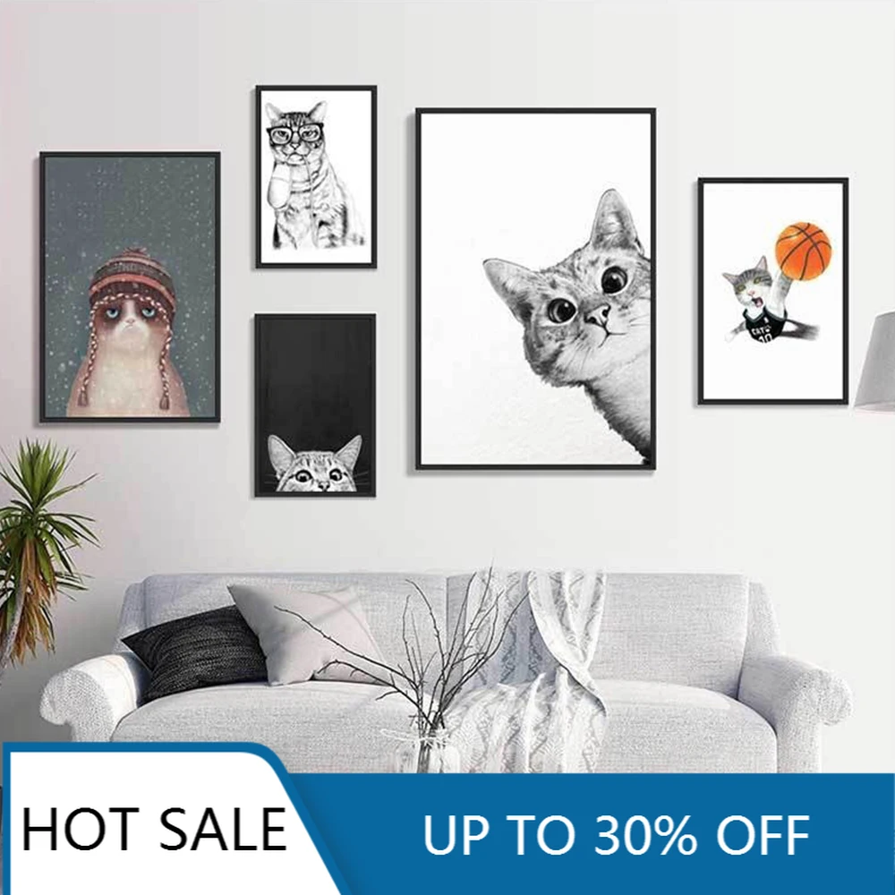 Nordic Simple Cartoon Pet Animal Canvas Painting Poster Modern Kids Room Decor Cute Cat Playing Basketball Home Decor Pictures
Nordic Simple Cartoon Pet Animal Canvas Painting Poster Modern Kids Room Decor Cute Cat Playing Basketball Home Decor Pictures
