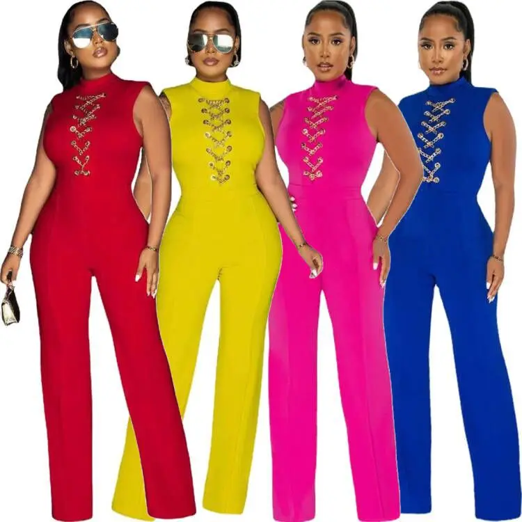 Summer Elegant Jumpsuit Women 2022 New Womens Slim Fit Chain Sleeveless High Waist Strap Solid Color Casual Wide Leg Jumpsuit
Summer Elegant Jumpsuit Women 2022 New Womens Slim Fit Chain Sleeveless High Waist Strap Solid Color Casual Wide Leg Jumpsuit