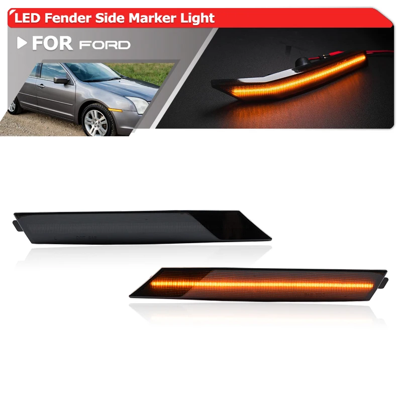 

Euro-Style Smoked Amber Led Bumper Fender Side Marker Lights For Ford Fusion 2006-2009 Mercury Milan 2006-2009 OEM: 6E5Z-13200-C