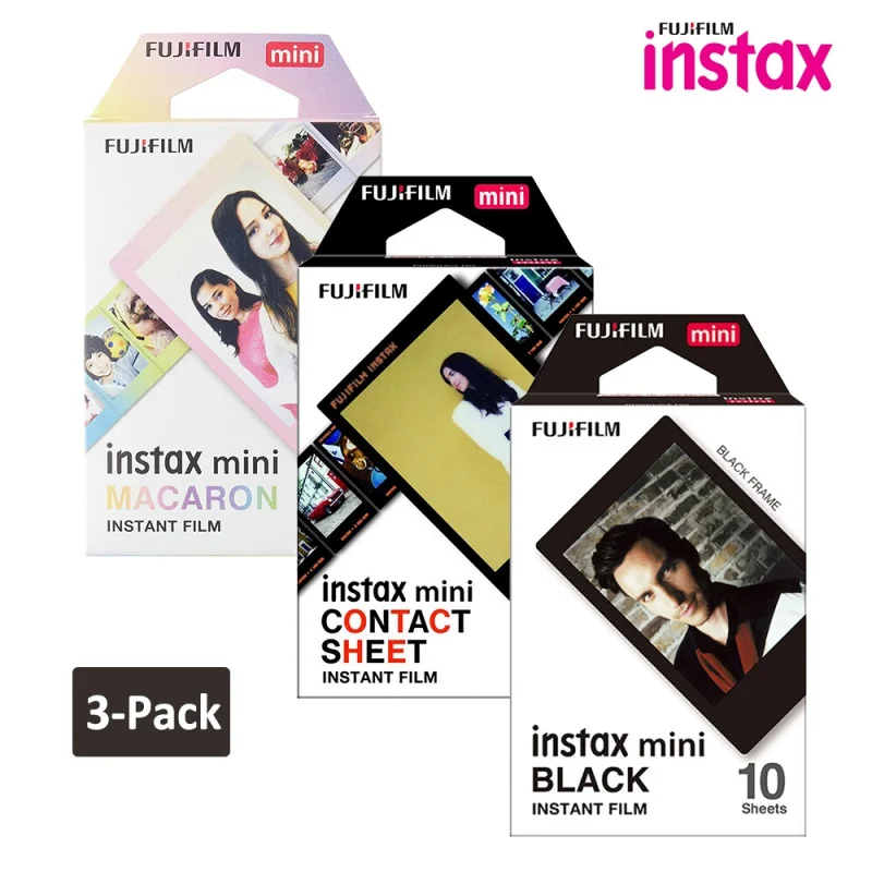 

Fujifilm Instax Mini Film 3 Packs Macaron/ Black/ Contact Sheet For Fujifilm Instant Camera Mini 8 9 90 Link EVO SP-2 SP-1