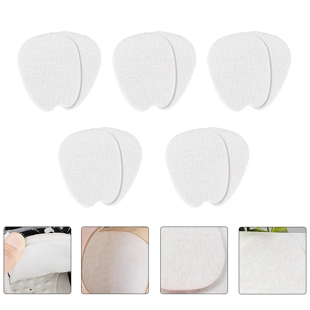 

5 Pairs Comfort Heels Tongue Sticker Felt Forefoot Cushions Gel Insole Front Palm Pad White Pain Relief Shoe Insert Miss
