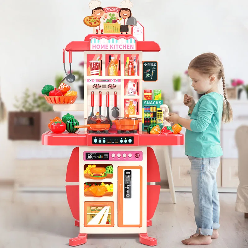 Kitchen Play Set with Accessories Pretend Play Kitchen Toyset with Realistic Lights & Sounds, Simulation of Spray for Girls Boys
Kitchen Play Set with Accessories Pretend Play Kitchen Toyset with Realistic Lights & Sounds, Simulation of Spray for Girls Boys