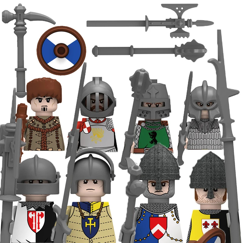 

Medieval England Wars of the Roses Soldiers Figures Building Blocks Castle Knights Military Weapons Sword Shield MOC Bricks Toys