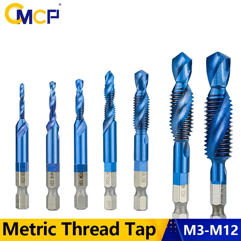 CMCP HSS Thread Tap Set 6pcs M3 M4 M5 M6 M8 M10 Screw Machine Compound Tap With Center Punch Nano Blue Coated Tap Drill Bits
CMCP HSS Thread Tap Set 6pcs M3 M4 M5 M6 M8 M10 Screw Machine Compound Tap With Center Punch Nano Blue Coated Tap Drill Bits