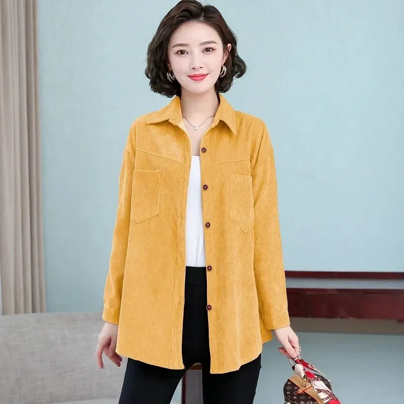 2022 Spring Autumn New Corduroy Long Sleeve Shirts Women's Mid-Length All-match Tops Solid Single Breasted Loose Shirt Coats
2022 Spring Autumn New Corduroy Long Sleeve Shirts Women's Mid-Length All-match Tops Solid Single Breasted Loose Shirt Coats