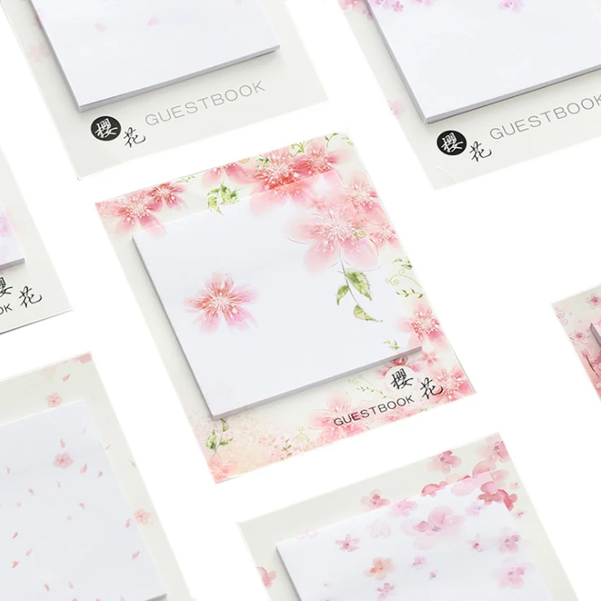 

2 упаковки красивых цветов вишни в японском стиле клейкая бумага для заметок паста для заметок креативный блокнот новые школьные принадлежности
