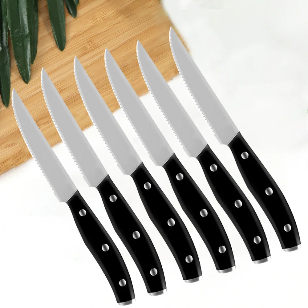 6pcs/Set German Stainless Steel Steak Knife Dinner Cutery Knife Tableware Set Black Pakkawood Handle Dinner Knives Flatware
6pcs/Set German Stainless Steel Steak Knife Dinner Cutery Knife Tableware Set Black Pakkawood Handle Dinner Knives Flatware