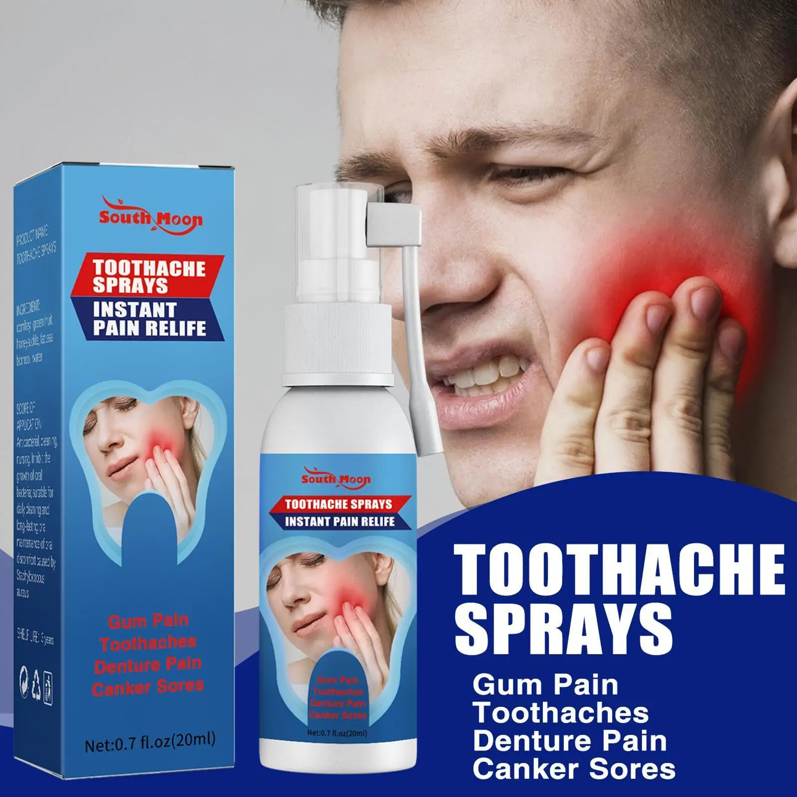 Toothache Pain Relief Spray Instant Effective Relief Pain Gums Canker Sores Dental Swollen Tooth Pain Sprays Treatment Care G8J2
Toothache Pain Relief Spray Instant Effective Relief Pain Gums Canker Sores Dental Swollen Tooth Pain Sprays Treatment Care G8J2