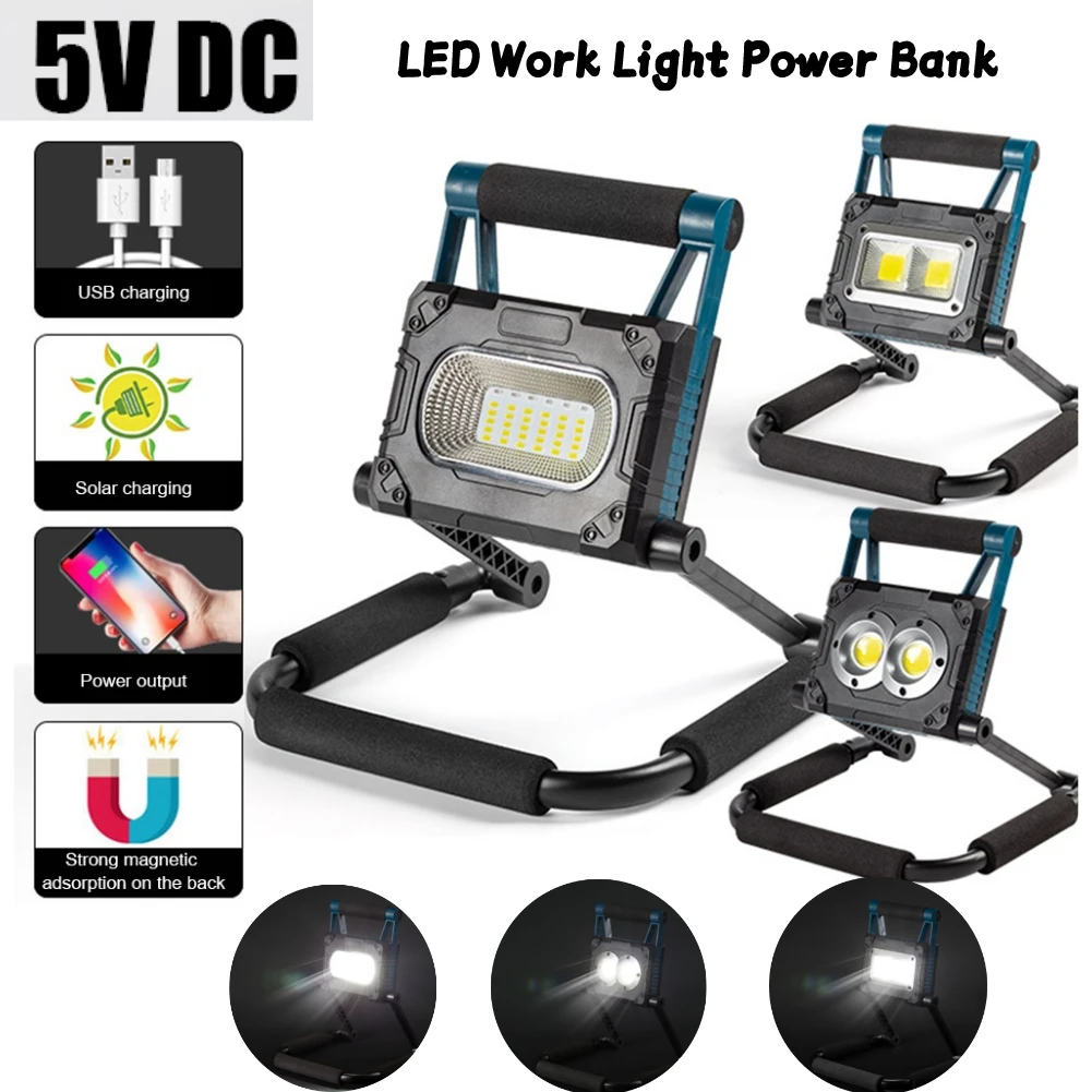 Solar Powered LED Spotlight Power Bank Waterproof Portable Emergency Work Floodlights for Camping Lighting with Bracket
Solar Powered LED Spotlight Power Bank Waterproof Portable Emergency Work Floodlights for Camping Lighting with Bracket