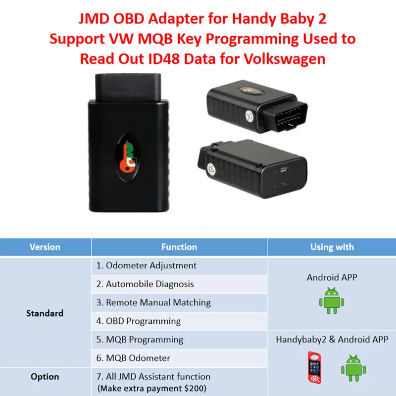 Оригинальный JMD OBD адаптер для VW /Handy Baby 2/E-Baby поддержка MQB программирование ключей