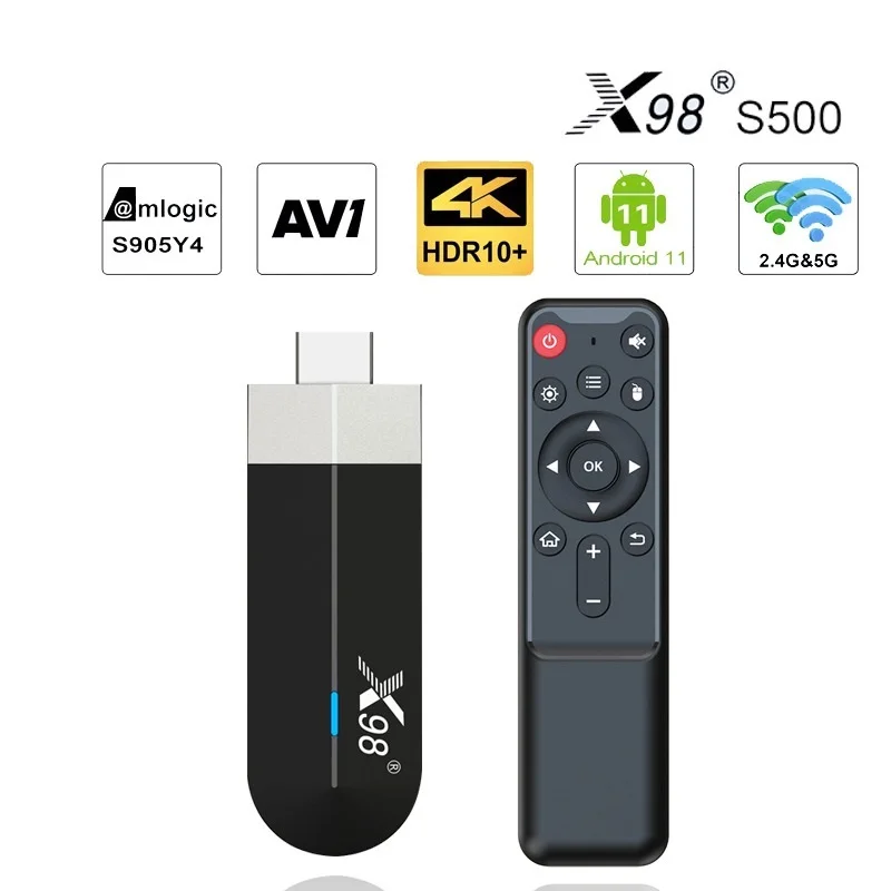New X98 S500 Android 11 TV Stick Amlogic S905Y4 Quad Core 4G 32G AV1 4K 60fps 5G Wifi Googl Player X98 Dongle 2G 16G TV Box
New X98 S500 Android 11 TV Stick Amlogic S905Y4 Quad Core 4G 32G AV1 4K 60fps 5G Wifi Googl Player X98 Dongle 2G 16G TV Box