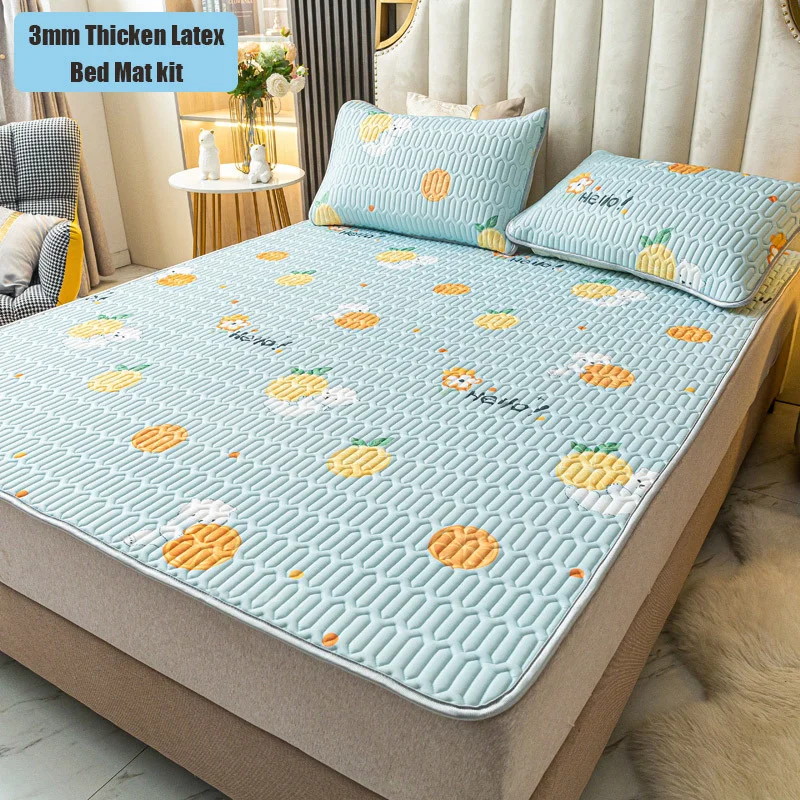 3mm Thicken Latex Bed Mat Kit 2/3pcs Cartoon Printed Summer Cool Quilted Bed Mat Set With Pillowcase Bed Protection Pad
3mm Thicken Latex Bed Mat Kit 2/3pcs Cartoon Printed Summer Cool Quilted Bed Mat Set With Pillowcase Bed Protection Pad