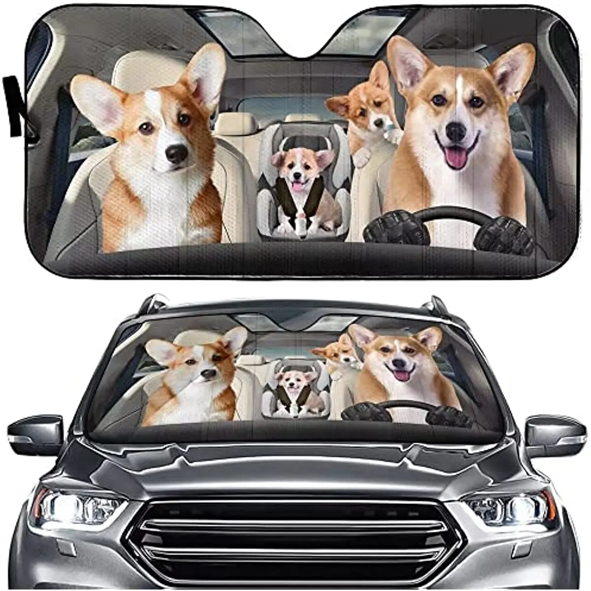 Cute Corgi Dog Car Windshield Sun Shade Corgi Driving Front Window Sunshade Cover Dog Family Car Visor Shade for Truck Auto Car
Cute Corgi Dog Car Windshield Sun Shade Corgi Driving Front Window Sunshade Cover Dog Family Car Visor Shade for Truck Auto Car