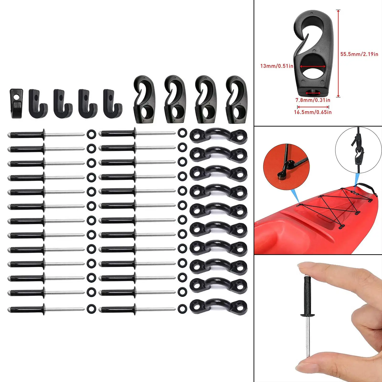 Deck Rigging Kit Accessories with Hooks And Deck Loops, Mounting Pads, Grommets, Hooks And Nuts for Kayak, Canoe, Boat
Deck Rigging Kit Accessories with Hooks And Deck Loops, Mounting Pads, Grommets, Hooks And Nuts for Kayak, Canoe, Boat
