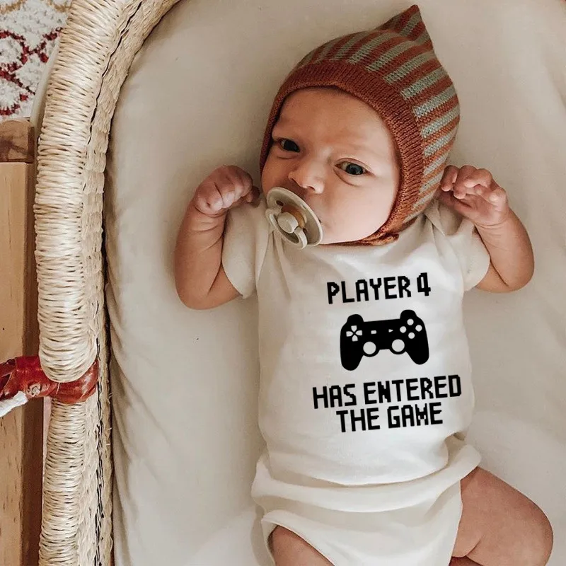 Player 4 Has Entered the Game Newborn Baby Bodysuit Cotton Short Sleeve Infant Romper Funny Boys Girls Jumpsuit
Player 4 Has Entered the Game Newborn Baby Bodysuit Cotton Short Sleeve Infant Romper Funny Boys Girls Jumpsuit
