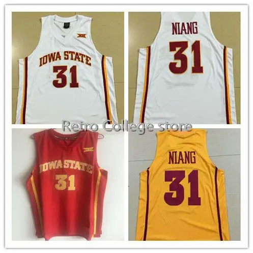 

#31 Georges Niang Iowa State Red White Yellow Stitched Basketball Jerseys Shirt Custom any Number ,Name and Size XXS-6XL