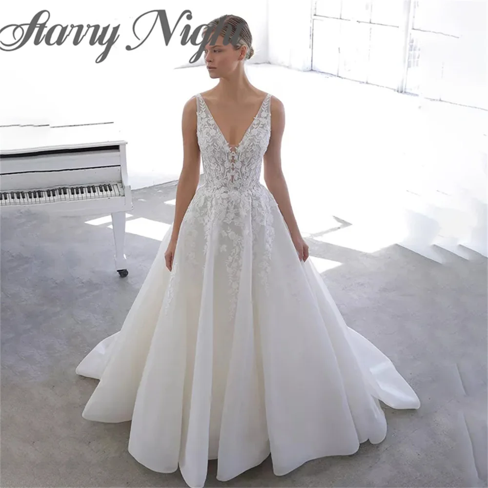 Graceful A Line Sheer Straps Wedding Dress V Neck Wedding Gown Appliques Button Backless Dress For Women 2022 robe de mariée
Graceful A Line Sheer Straps Wedding Dress V Neck Wedding Gown Appliques Button Backless Dress For Women 2022 robe de mariée