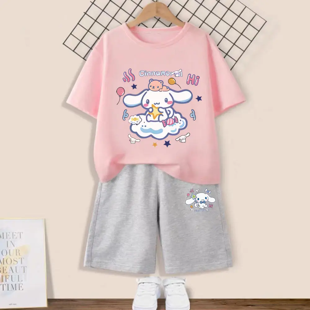 Kawaii Sanrio Cinnamoroll Short Sleeved Cartoon Children Shorts Suit Girls Summer Pure Cotton T-Shirt Half Sleeve Athletic Wear
Kawaii Sanrio Cinnamoroll Short Sleeved Cartoon Children Shorts Suit Girls Summer Pure Cotton T-Shirt Half Sleeve Athletic Wear