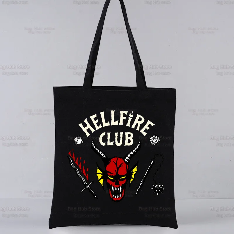 Hellfire Club Black Canvas Bag Casual Stranger Things Season 4 Hand Bags Shopping Upside Down Handbag Large Eleven Capacity Bag
Hellfire Club Black Canvas Bag Casual Stranger Things Season 4 Hand Bags Shopping Upside Down Handbag Large Eleven Capacity Bag