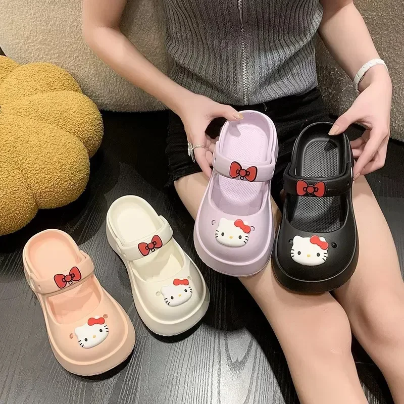 Disney Hello kitty Princess shoes Cute girl's summer wear platform girl heart cartoon bow-top slippers
Disney Hello kitty Princess shoes Cute girl's summer wear platform girl heart cartoon bow-top slippers