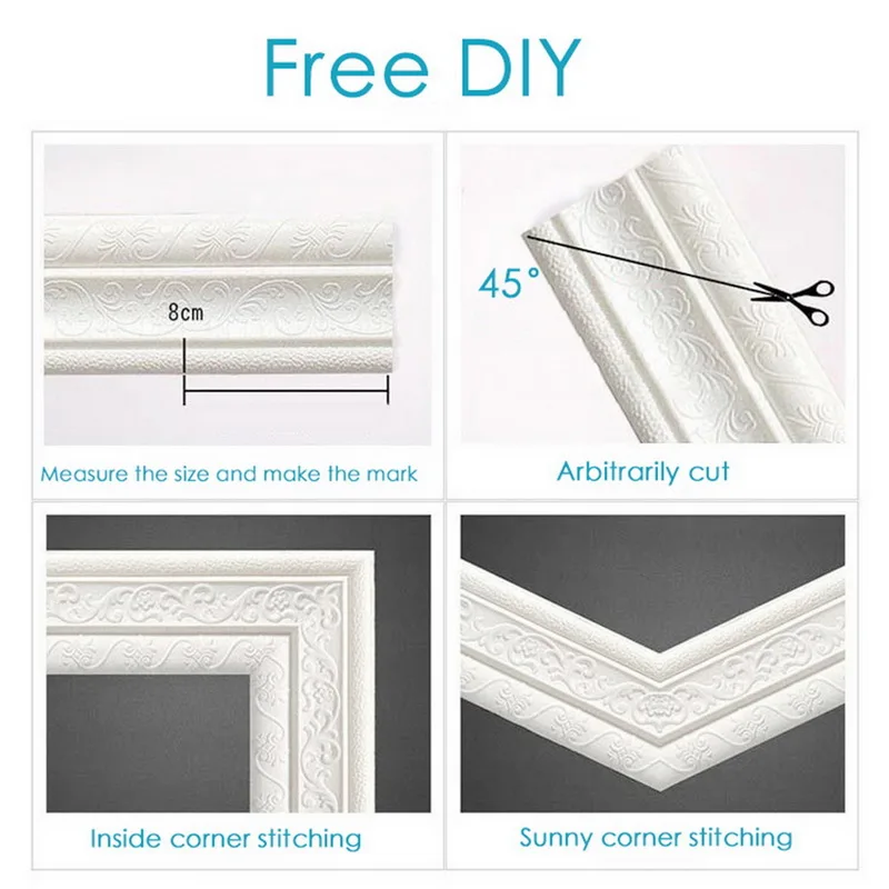 Self-adhesive Three-dimensional Wall Edging Strip Border Waterproof Sticker Foam Frame Home Living Room Decoration | Дом и сад
