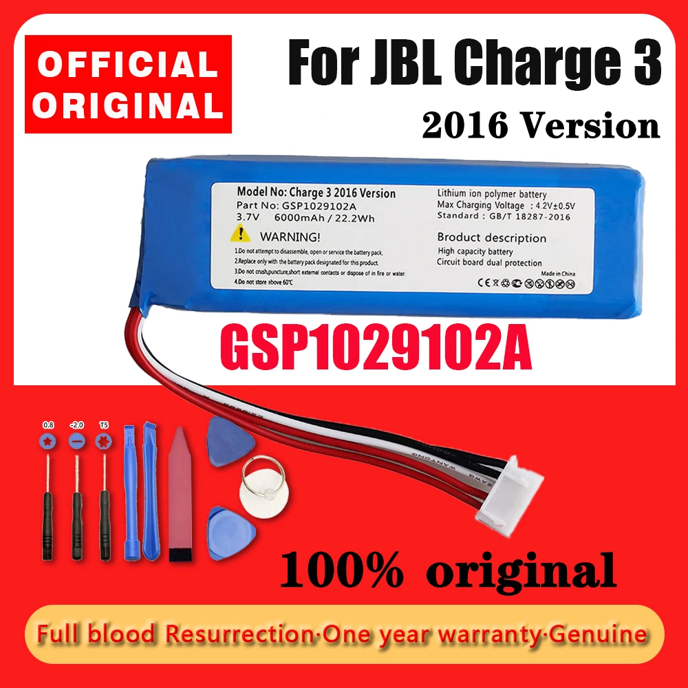 Original New Replacement GSP1029102A 6000mah Battery for JBL Charge 3 2016 Version Speaker Battery Tracking + Free Tools
Original New Replacement GSP1029102A 6000mah Battery for JBL Charge 3 2016 Version Speaker Battery Tracking + Free Tools