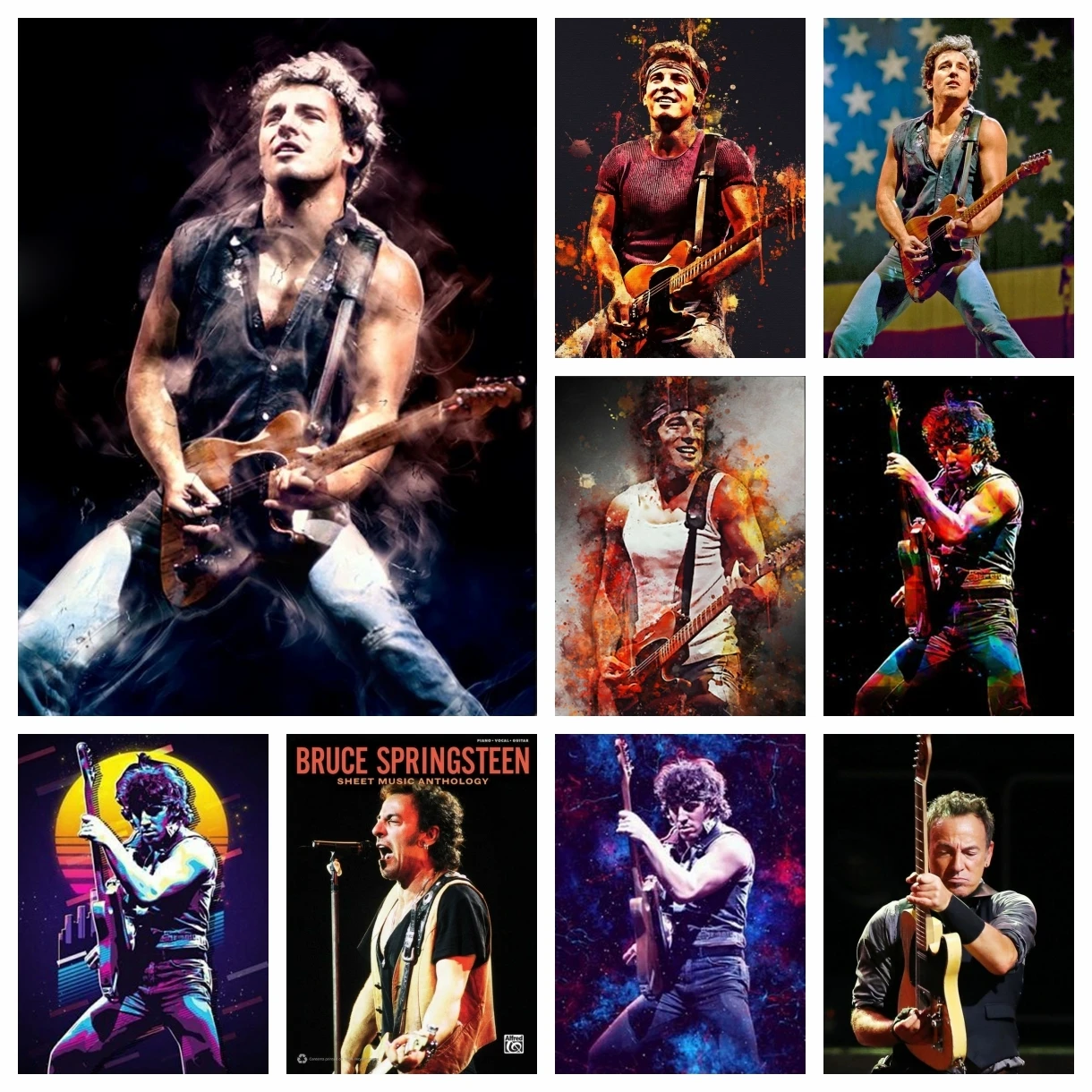 

America Rock Guitarist Bruce Springsteen Diamond Painting Embroidery Rhinestones The E.Street Band Music Cross Stitch Home Decor