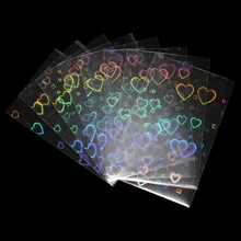 MINKYS 100pcs/pack Hearted-shaped Holo Sakura Laser Top Loading Sleeves Idol Photocard Protector Stationery