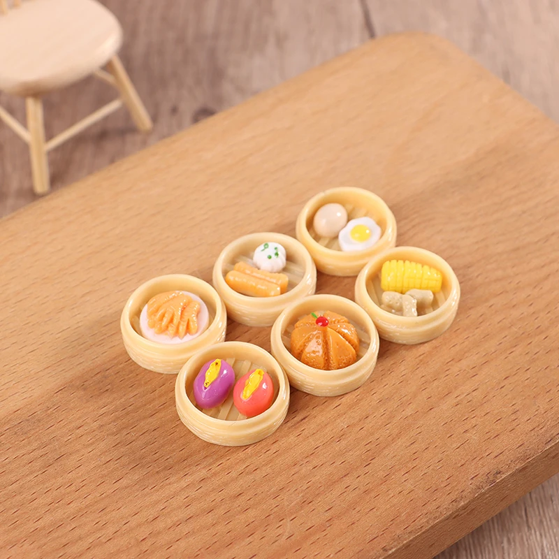 

10Pcs Mini Steamed Breakfast Miniature Dollhouse Decoration Educational Toys For Children Accessories Ornament Tableware Toys