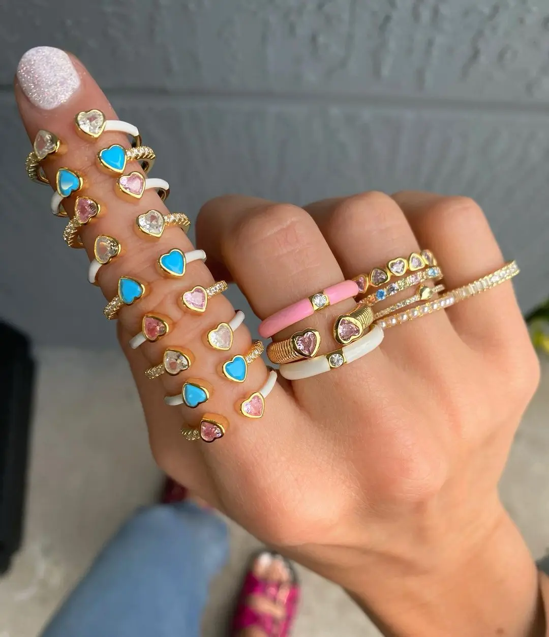 New Colorful Enamel Finger Jewelry Gold Plated Double Heart Cubic Zirconia CZ Ring For Women Open Adjusted
New Colorful Enamel Finger Jewelry Gold Plated Double Heart Cubic Zirconia CZ Ring For Women Open Adjusted