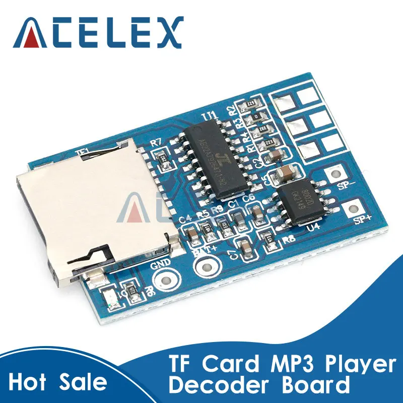 

2W Mixed Mono TF Card MP3 Player Decoder Board Amplifier Module 3.7V/5V Power Support MP3 FM Radio USB Audio Mode