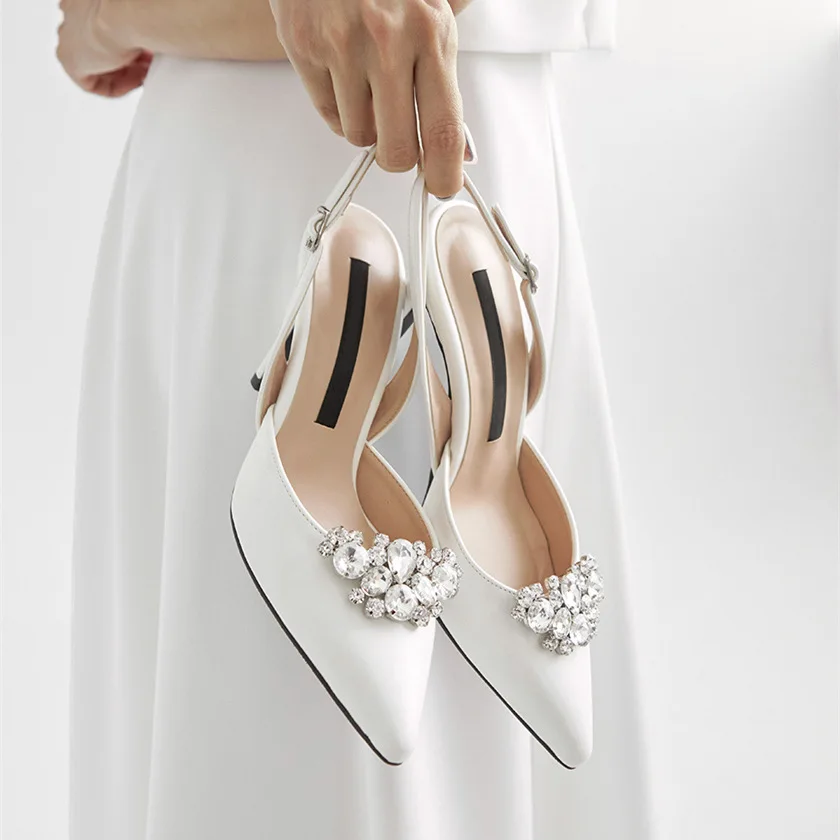 6cm New Fashion Sandals Satin Pointed Toe with Rhinestone High Heels Ankle Wrap White Wedding Bride Women Shoes 40 41
6cm New Fashion Sandals Satin Pointed Toe with Rhinestone High Heels Ankle Wrap White Wedding Bride Women Shoes 40 41
