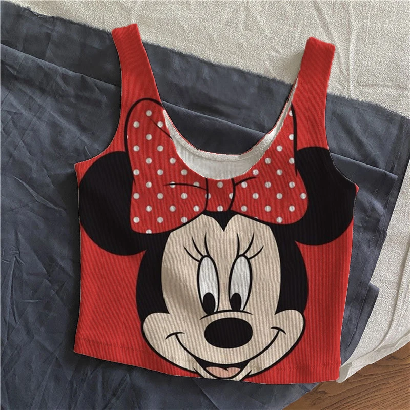 

Disney 2000s Fairycore Camisole y2k Women Minnie Mouse Crop Top Kawaii Sweet 3D Camis Tanks Grunge Aesthetic Clothes