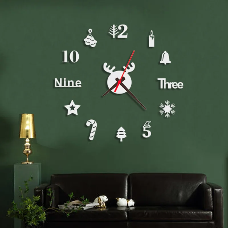 2022 Christmas 3D Wall Clock Sticker Acrylic Mirror Effect with Professional Clock Movement Elk Candy Cane for Christmas Decor
2022 Christmas 3D Wall Clock Sticker Acrylic Mirror Effect with Professional Clock Movement Elk Candy Cane for Christmas Decor