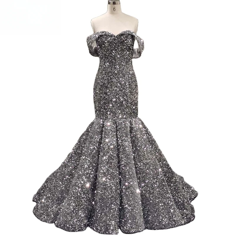 Silver Off Shoulder Mermaid Wedding Dresses Customized Sequined Bridal Gowns With Real Picture Wholesale
Silver Off Shoulder Mermaid Wedding Dresses Customized Sequined Bridal Gowns With Real Picture Wholesale