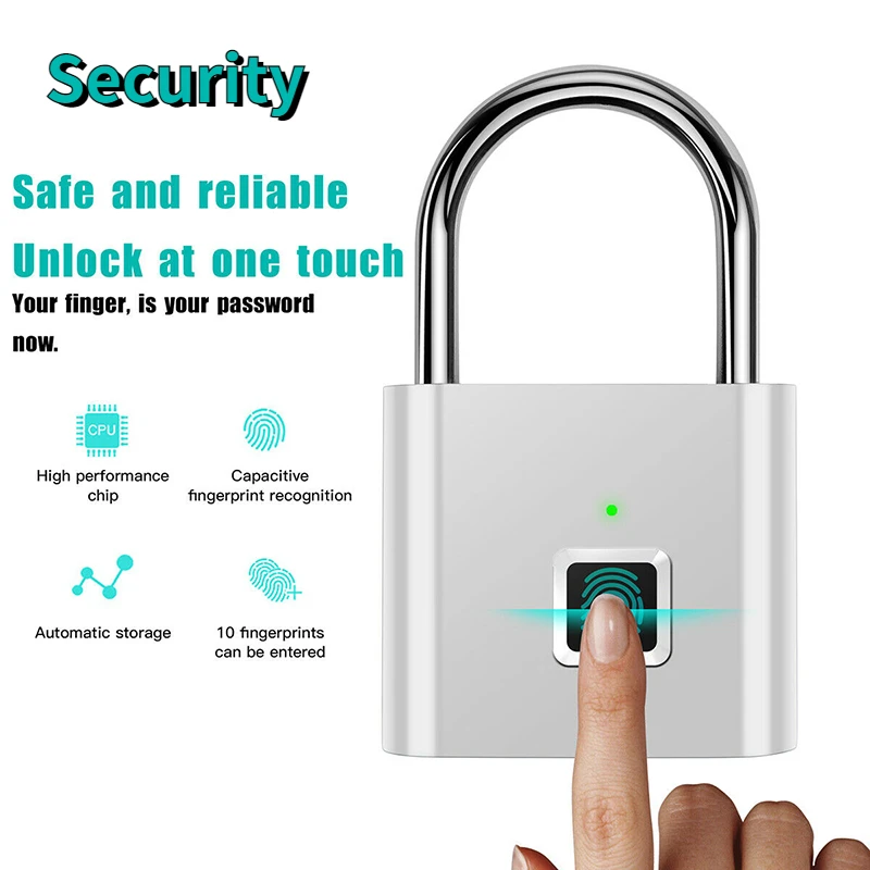 Security USB Rechargeable Door Smart Lock Fingerprint Padlock Quick Unlock Zinc Alloy Metal High Identify Security Lock
Security USB Rechargeable Door Smart Lock Fingerprint Padlock Quick Unlock Zinc Alloy Metal High Identify Security Lock