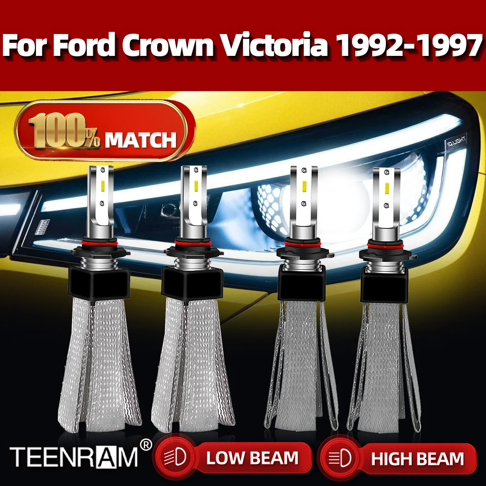 

Автомобильные светодиодный фары 9005 HB3 9006 HB4 дальний и ближний свет светодиодный лампы для фар 12В для Ford Crown Victoria 1992 1993 1994 1995 1996 1997