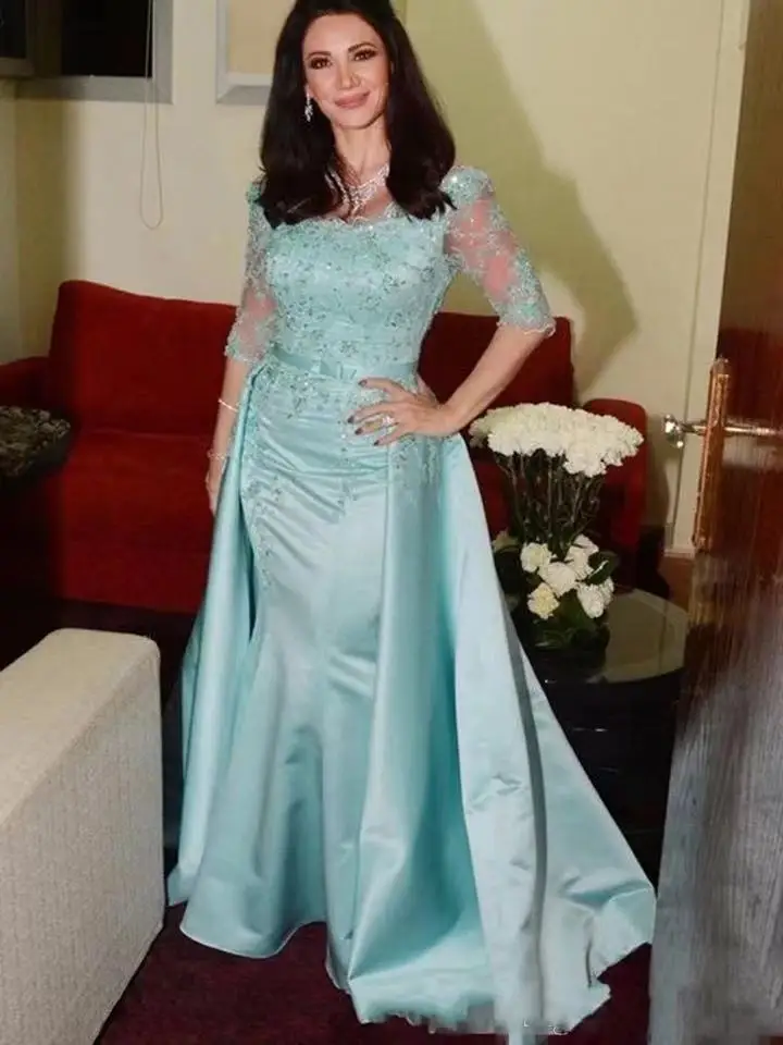 Lake Blue Mother of the Bride Dresses Half Sleeve Applique Beading Detachable Train Lace Mermaid Plus Size Wedding Prom Gowns
Lake Blue Mother of the Bride Dresses Half Sleeve Applique Beading Detachable Train Lace Mermaid Plus Size Wedding Prom Gowns