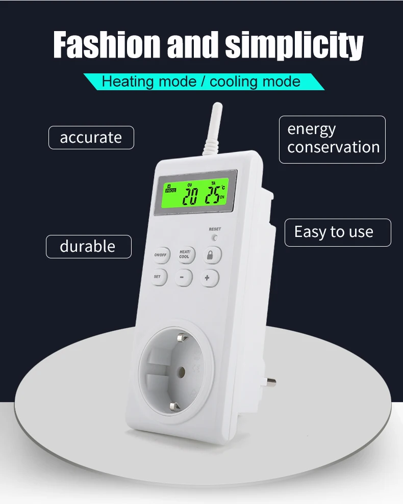 Programmable Wireless Temperature Controller Socket Switch Digital Display Heating Cooling Adjustable Thermostat Hanging
Programmable Wireless Temperature Controller Socket Switch Digital Display Heating Cooling Adjustable Thermostat Hanging