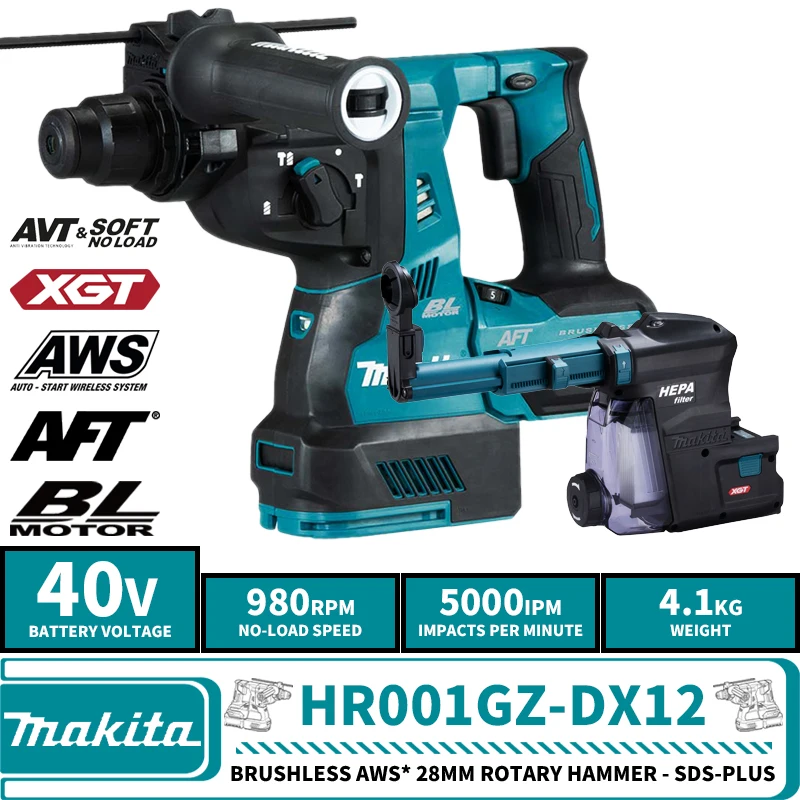 Makita HR001GZ бесщеточный беспроводной роторный молоток AWS * 28 мм SDS-Plus 40 в XGT литиевый Электроинструмент DX12 980 об/мин 5000IPM 2.8J
Makita HR001GZ бесщеточный беспроводной роторный молоток AWS * 28 мм SDS-Plus 40 в XGT литиевый Электроинструмент DX12 980 об/мин 5000IPM 2.8J