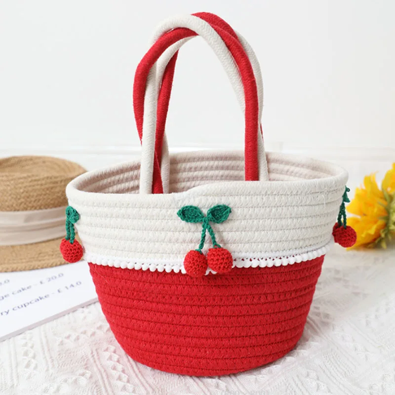 Lovely Cherry Women Handbag 2022 New Handmade Cotton Thread Versatile Straw Woven Bag Versatile Seaside Holiday Woven Women Bag
Lovely Cherry Women Handbag 2022 New Handmade Cotton Thread Versatile Straw Woven Bag Versatile Seaside Holiday Woven Women Bag