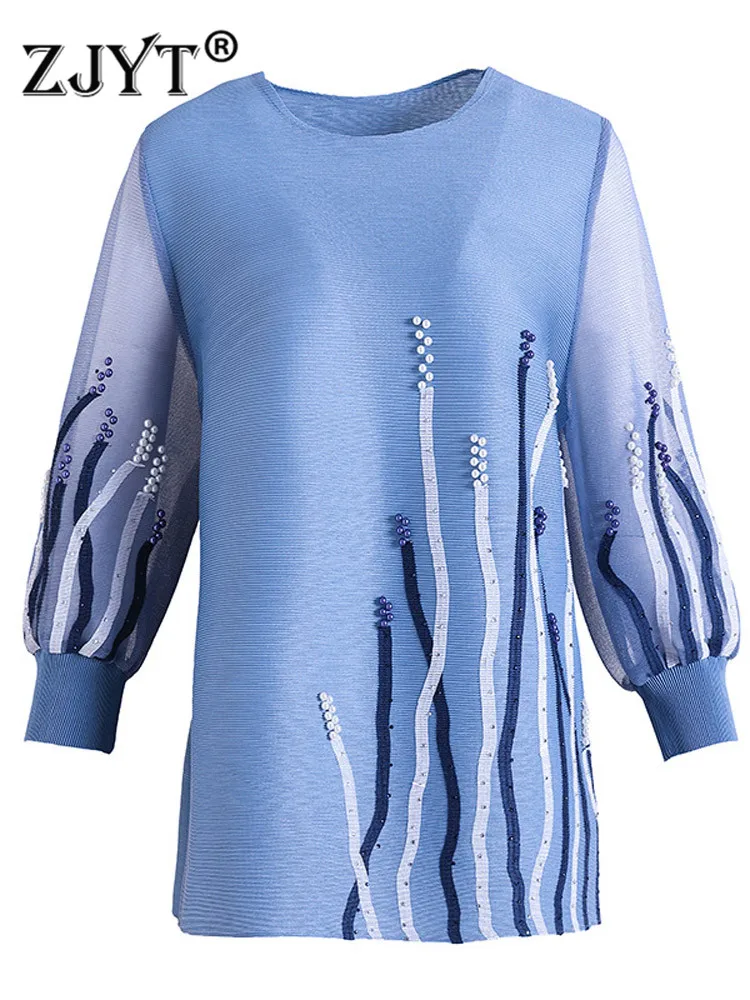 ZJYT Fashion Folds Beading Loose T-Shirt Women Round Neck Three Quarter Sleeves Oversized Tops Casual Style Spring Tees T Shirts
ZJYT Fashion Folds Beading Loose T-Shirt Women Round Neck Three Quarter Sleeves Oversized Tops Casual Style Spring Tees T Shirts