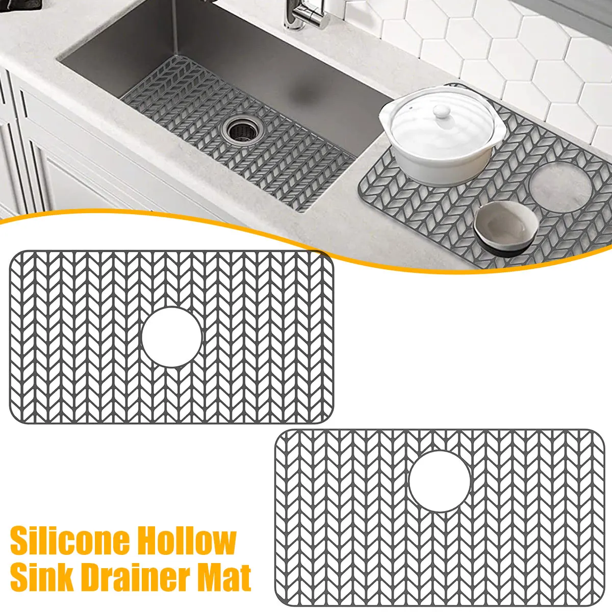 Silicone Sink Protectors Kitchen Heat-Resistant Tableware Drying Mats Drain Dish Cushion Bar Table Soft Rubber Gadgets 26×14inch 
Silicone Sink Protectors Kitchen Heat-Resistant Tableware Drying Mats Drain Dish Cushion Bar Table Soft Rubber Gadgets 26×14inch