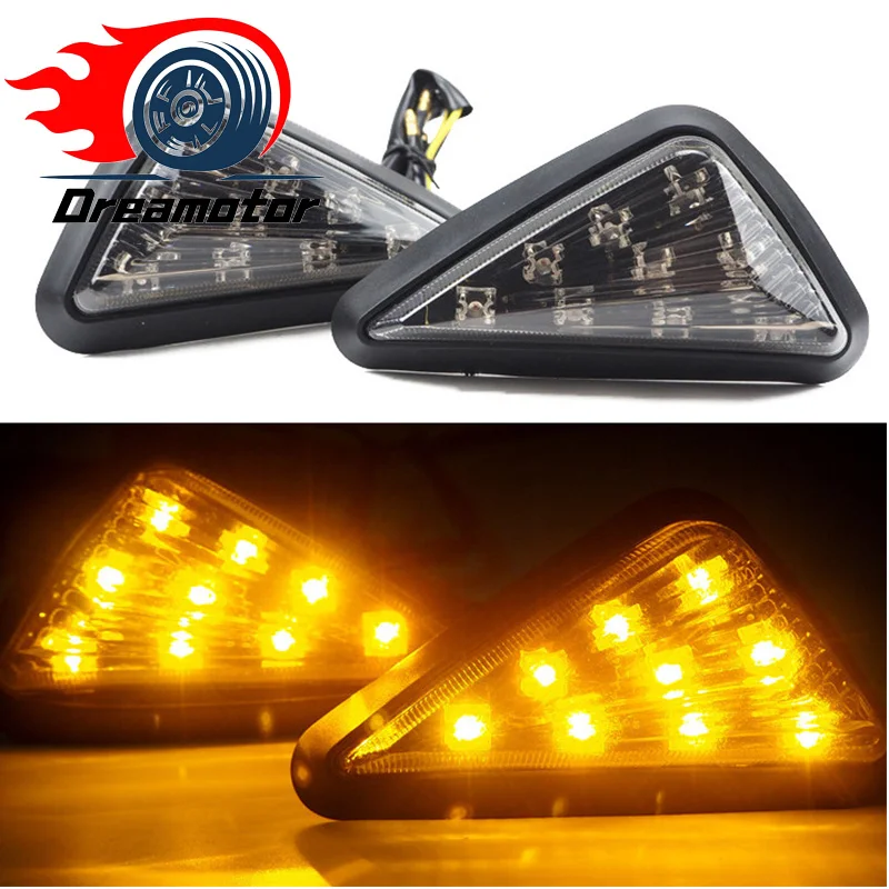DREAMOTOR 2PCS Universal Motorcycle Moto Smoke Triangle Flush Mount Turn Signal 9 LED Light 12V Waterproof
DREAMOTOR 2PCS Universal Motorcycle Moto Smoke Triangle Flush Mount Turn Signal 9 LED Light 12V Waterproof