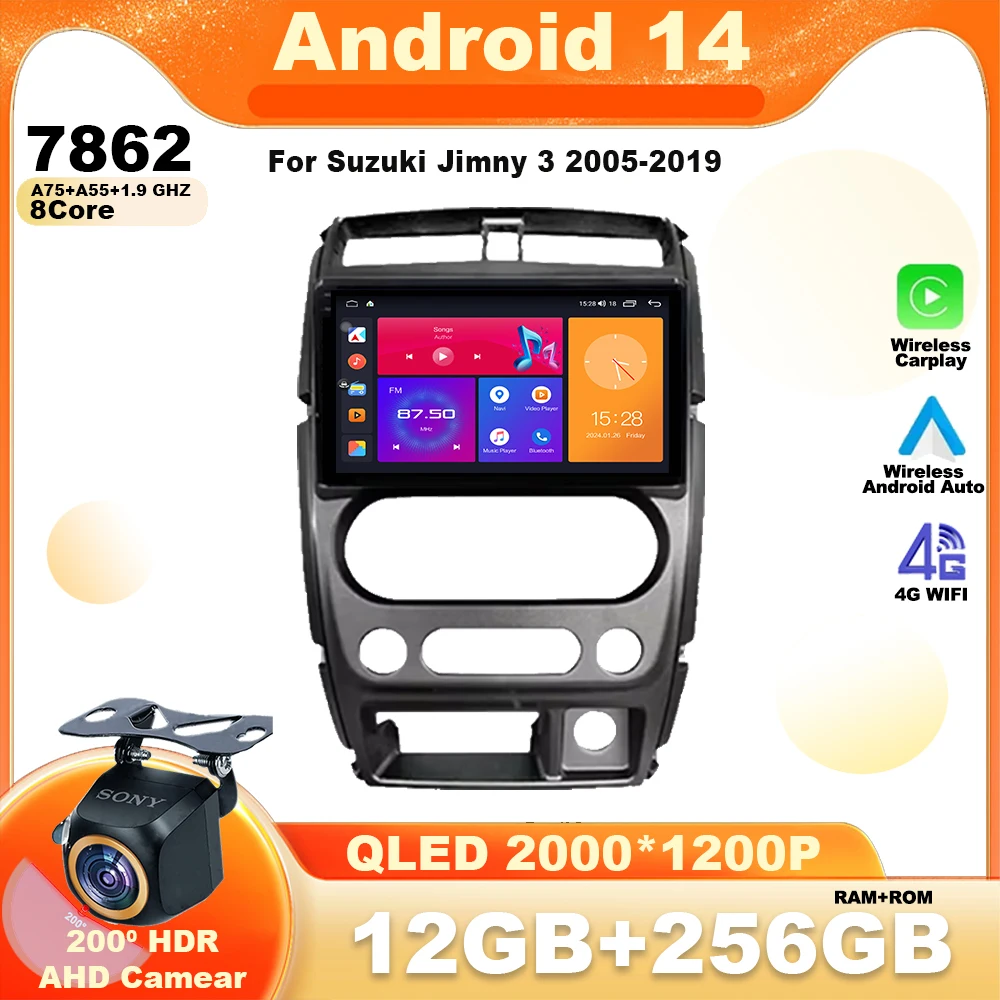 Android 14 для Suzuki Jimny 3 2005-2019 автомобильное радио мультимедийный видеоплеер навигация