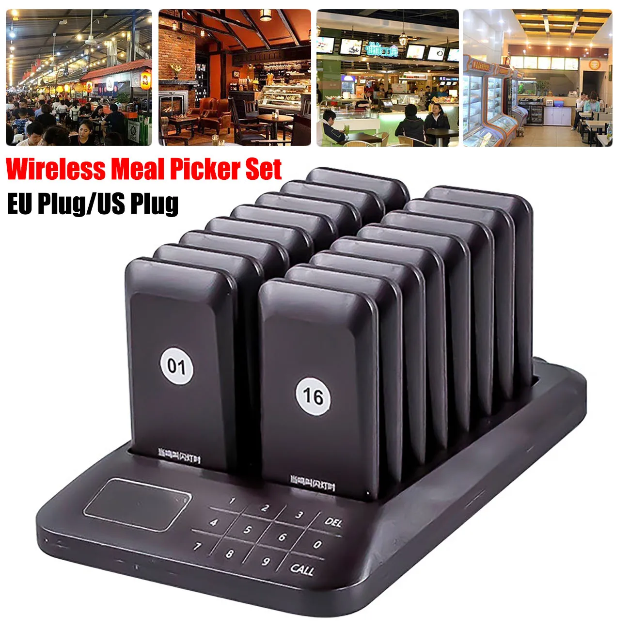 Calling Pagers System Wireless Meal Picker Set Guest Waiting Calling System Ringing and Calling Device Queuing Up Meal Caller
Calling Pagers System Wireless Meal Picker Set Guest Waiting Calling System Ringing and Calling Device Queuing Up Meal Caller