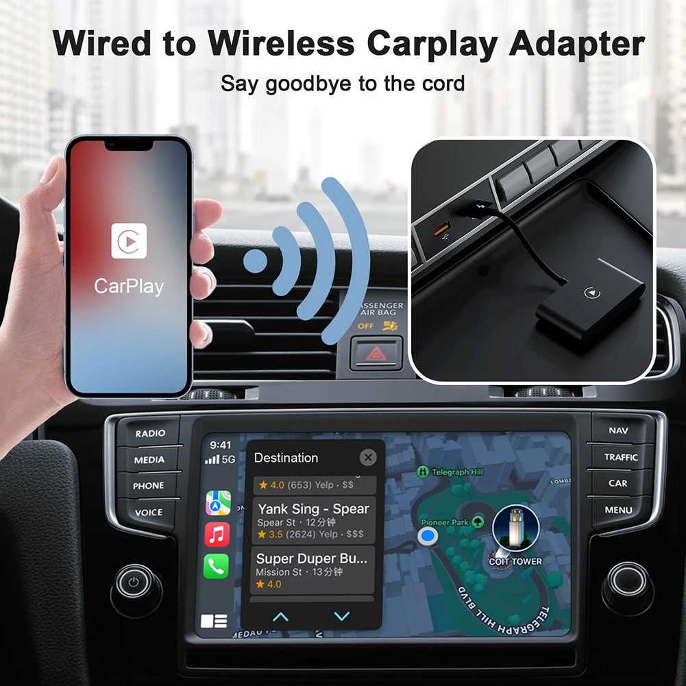 Переходник CarPlay с Wi-Fi 2,4 ГГц 5 ГГц, проводной на беспроводной Carplay, совместим с Bluetooth, низкое энергопотребление 5,0 для IOS/Andriod
Переходник CarPlay с Wi-Fi 2,4 ГГц 5 ГГц, проводной на беспроводной Carplay, совместим с Bluetooth, низкое энергопотребление 5,0 для IOS/Andriod