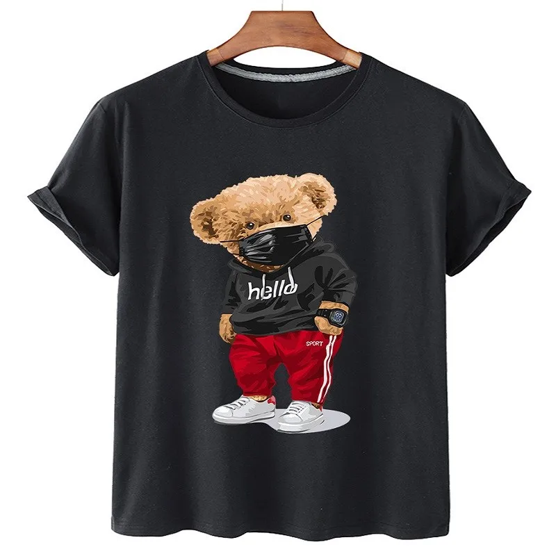 100% Cotton Sports Mask Bear Print Short-sleeved T-shirt Female Half-sleeved Summer Casual Oversized T-shirt Ladies Shirt S-4XL
100% Cotton Sports Mask Bear Print Short-sleeved T-shirt Female Half-sleeved Summer Casual Oversized T-shirt Ladies Shirt S-4XL